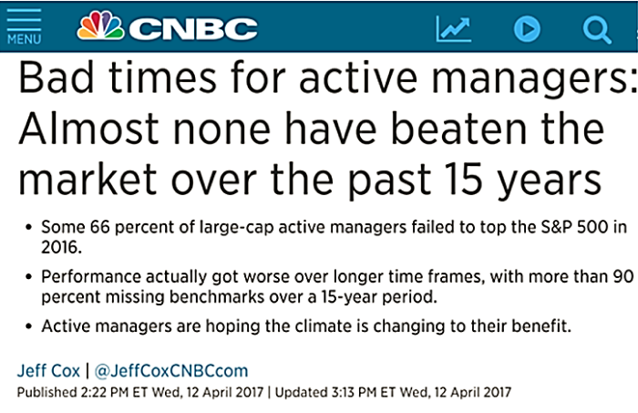 Almost all active managers have not beaten the market